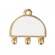 Epoxy resin spacer/pendant 3 loops 20 mm fine Gold plated/White x1
