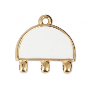 Epoxy resin spacer/pendant 3 loops 20 mm fine Gold plated/White x1