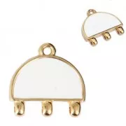 Epoxy resin spacer/pendant 3 loops 20 mm fine Gold plated/White x1