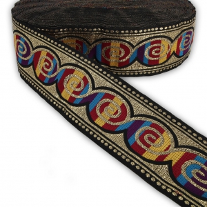 Graphic ribbon spiral 50 mm Black/Multicolored/Gold Tonex1m