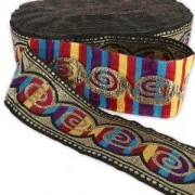 Graphic ribbon spiral 50 mm Black/Multicolored/Gold Tonex1m