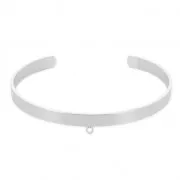 Brass cuff bracelet with 1 loop to customize 5,1x160 mm Silver Tone