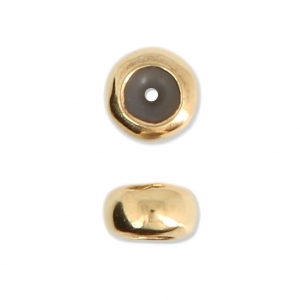 Metal stopper bead 6 mm with 1.2 mm hole fine Gold plated x1