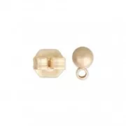 Ball metal earstuds with a loop 3.5 mm Matt Gold Tone x2