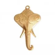 Elephant head zamak ethnic pendant 42 mm fine Gold plated x1