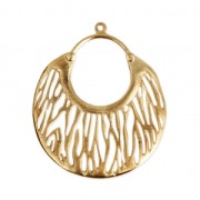 Metal pendant ethnic style 40 mm fine Gold plated x1