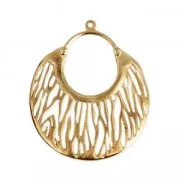 Metal pendant ethnic style 40 mm fine Gold plated x1