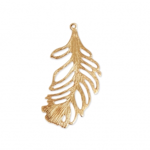 Openworked Leaf pendant 34 mm fine Gold plated x1