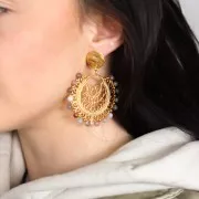 Ethnic spacer/pendant 16 loops 41 mm fine Gold plated x1