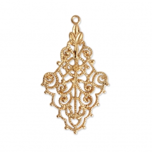 Openwork ethnic pendant 34x20 mm fine Gold plated x1