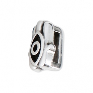 Metal slider bead Hamsa hand for 5 mm lace Antique Silver Plating x1