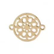 Metal sfiligrané 2 anneaux motif fleur 13x10  mm doré x1