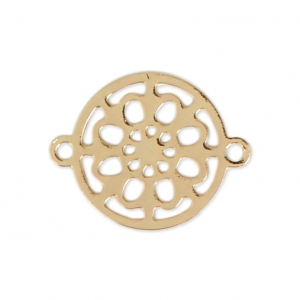 Metal sfiligrané 2 anneaux motif fleur 13x10  mm doré x1