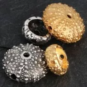 Metal sea urchin bead 11x5 mm for jewelry creation - fine Gold plated x1