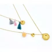 Metal sea urchin bead 11x5 mm for jewelry creation - fine Gold plated x1