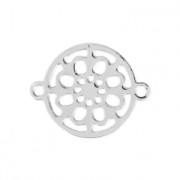 Metal filigree spacer 2 loops flower 13x10 mm rhodium tone x1