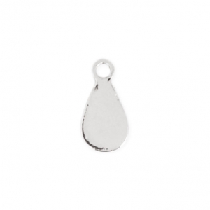 Metal drop charm 7 x 4 mm Silver Tone x 4