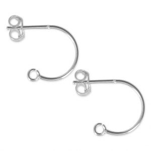 925 Sterling silver earstuds half earring hoops - Made in Europe - x2