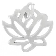 Lotus flower charm 12.5 mm 925 Sterling Silver x1|raw }}