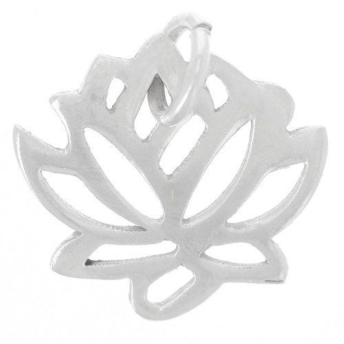 Lotus flower charm 12.5 mm 925 Sterling Silver x1