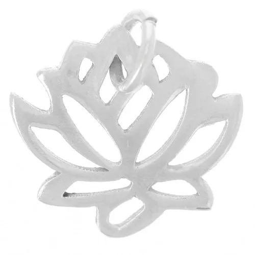 Lotus flower charm 12.5 mm 925 Sterling Silver x1