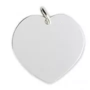 925 Sterling Silver heart medal charm - Made in Europe - 20 mm to engrave x1