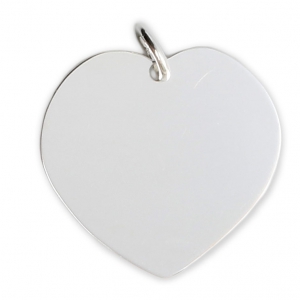 925 Sterling Silver heart medal charm - Made in Europe - 20 mm to engrave x1
