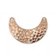 Hammered 5-hole half-moon spacer 13x19 mm Rose Gold Tone x1