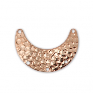 Hammered 5-hole half-moon spacer 13x19 mm Rose Gold Tone x1