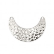 Hammered 5-hole half-moon spacer 13x19 mm fine silver plating x1