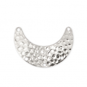 Hammered 5-hole half-moon spacer 13x19 mm fine silver plating x1