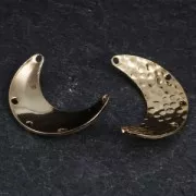 Hammered 5-hole half-moon spacer 13x19 mm fine silver plating x1