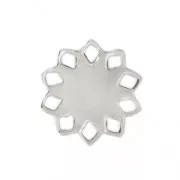 Filigree spacer rose shape 15 mm fine silver plating x1