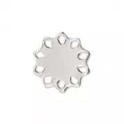 Filigree spacer rose shape 11 mm fine silver plating x1