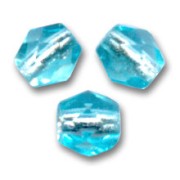 Fire Polished faceted round beads 4mm Aquamarine Silver Line x5|raw }}