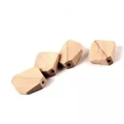 Natural wooden hexagonal beads 27x22 mm x10