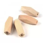 Natural wooden faceted cylindrical beads 40x12 mm x10