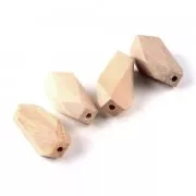 Big natural wooden faceted cylindrical beads 40x17 mm x10