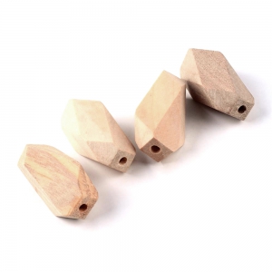Big natural wooden faceted cylindrical beads 40x17 mm x10