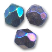 Fire Polished faceted round beads 3mm Jet Blue Iris x50|raw }}