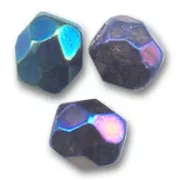 Fire Polished faceted round beads 3mm Jet Blue Iris x50