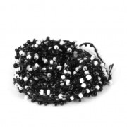 Beaded thread with seed beads 2.4 mm for DIY creations -  Black/White x3m
