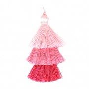 Large triple tassel imitation silk 7 cm Multi Pink x1