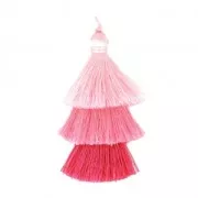 Large triple tassel imitation silk 7 cm Multi Pink x1