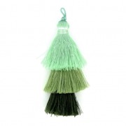 Large triple tassel imitation silk 7 cm Multi Green x1