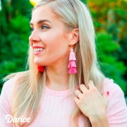 Large triple tassel imitation silk 7 cm Multi Green x1