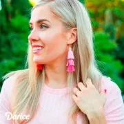 Large triple tassel imitation silk 7 cm Multi Yellow x1