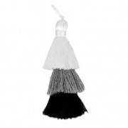 Large triple tassel imitation silk 7 cm Black/White x1|raw }}