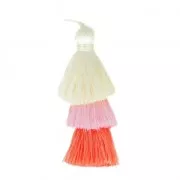 Large triple tassel imitation silk 7 cm Multi Pastel x1