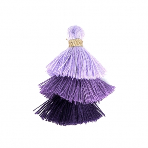 Small triple tassel imitation cotton 3 cm Multi Purple x1